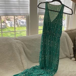 Anthropologie The Addison Story long teal dress